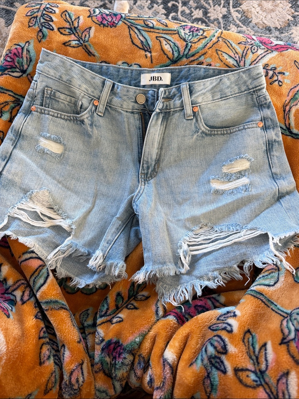 JBD Light Blue Distressed Denim Cutoff Shorts